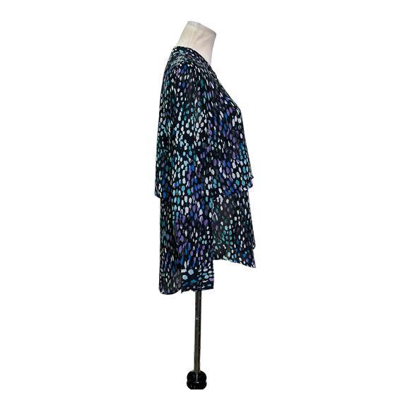 Banana Republic Black Printed Sheer Long Sleeves Button Down Blouse Size PS - Picture 4 of 15